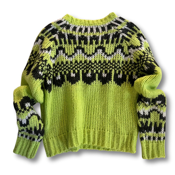 John + Jenn Anthropologie Neon Fair Isle Knit Sweater Pullover Chunky Y2K Retro - Picture 2 of 5